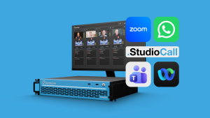 QuickLink StudioEdge supporting Zoom, Microsoft Teams, WhatsApp, Cisco Webex and StudioCall for remote contribution